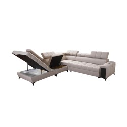 Venna IX corner sofa with sleeping function, USB port, and opening