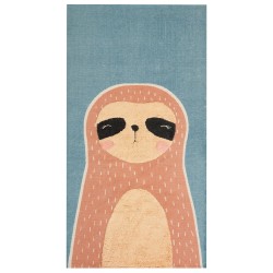 Dywan dziecięcy bawełniany motyw leniwca 80 x 150 cm niebiesko-pomarańczowy ISAK