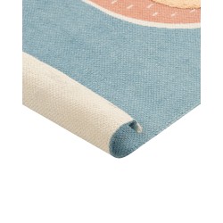 Dywan dziecięcy bawełniany motyw leniwca 80 x 150 cm niebiesko-pomarańczowy ISAK