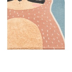 Dywan dziecięcy bawełniany motyw leniwca 80 x 150 cm niebiesko-pomarańczowy ISAK