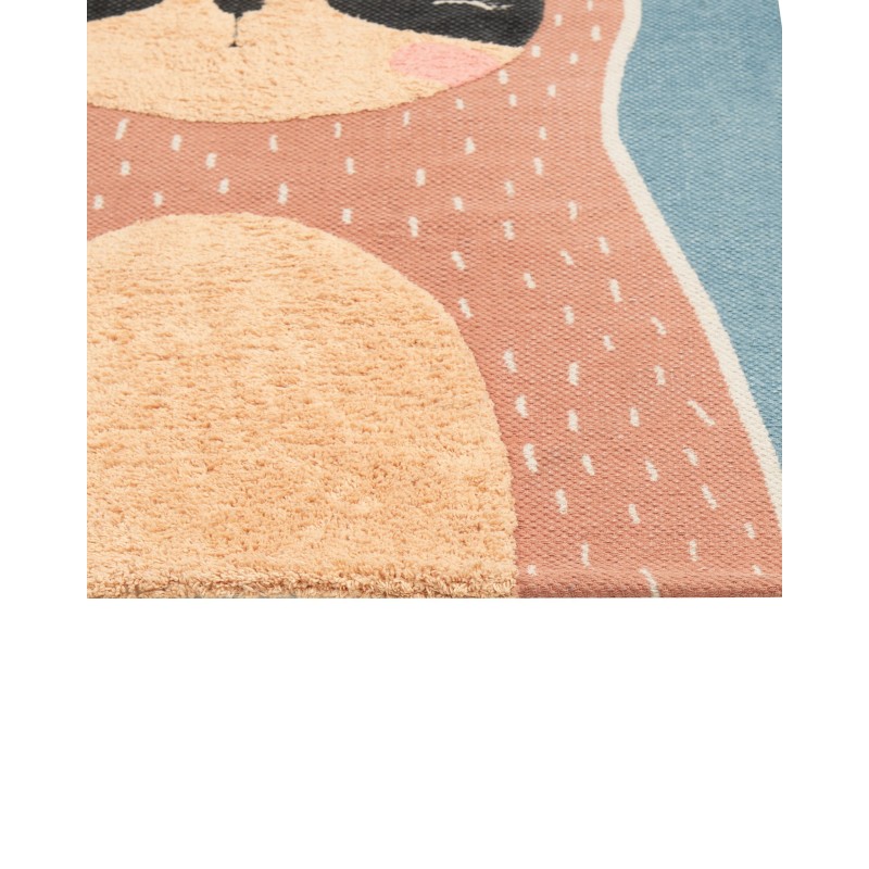 Dywan dziecięcy bawełniany motyw leniwca 80 x 150 cm niebiesko-pomarańczowy ISAK