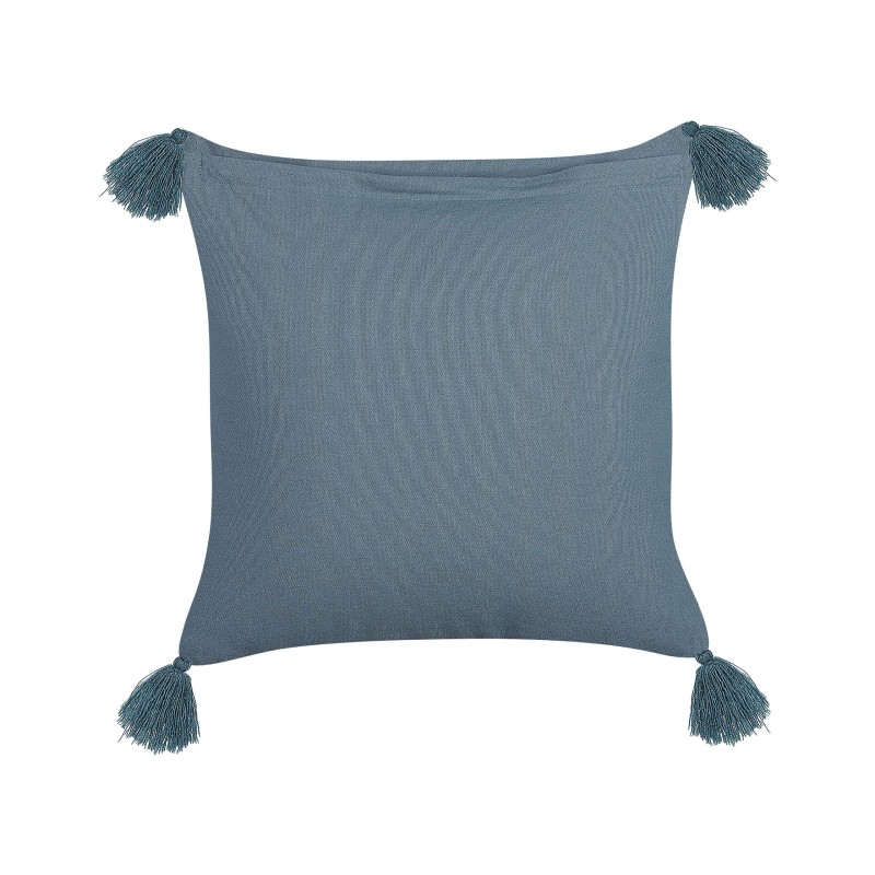 Poduszka dekoracyjna RIBES Welur 45 x 45 cm Ciemnoniebieski Wzór kwiatowy