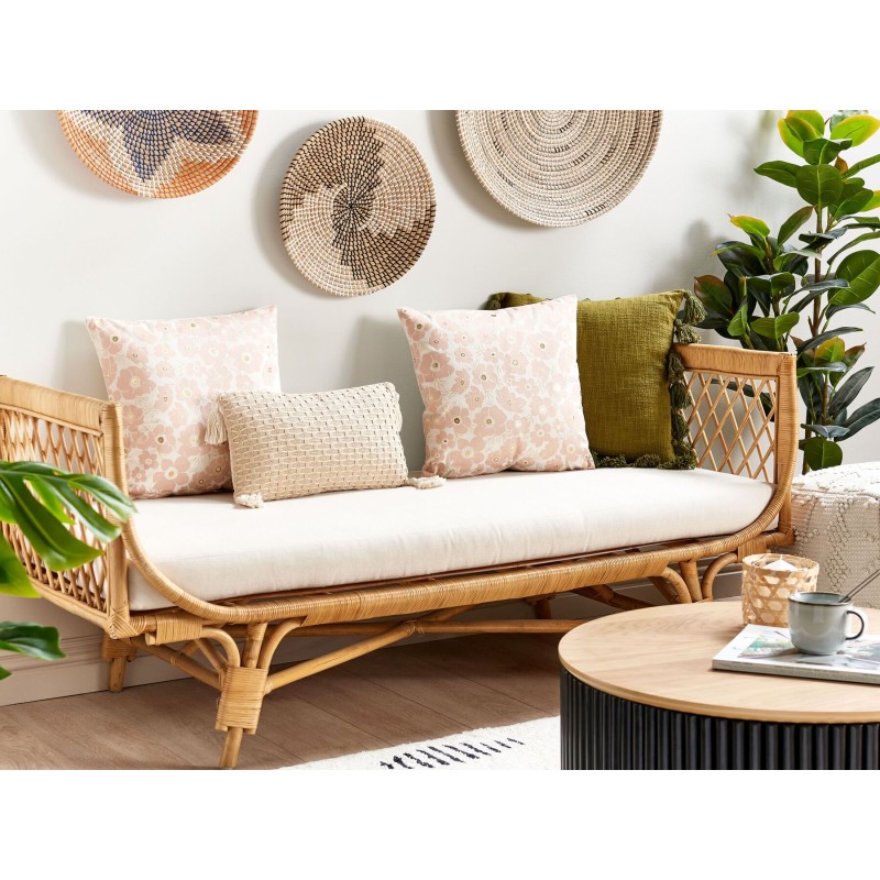 Zestaw 2 poduszek dekoracyjnych TRITELEIA Welur 45 x 45 cm Różowy Wzór kwiatowy