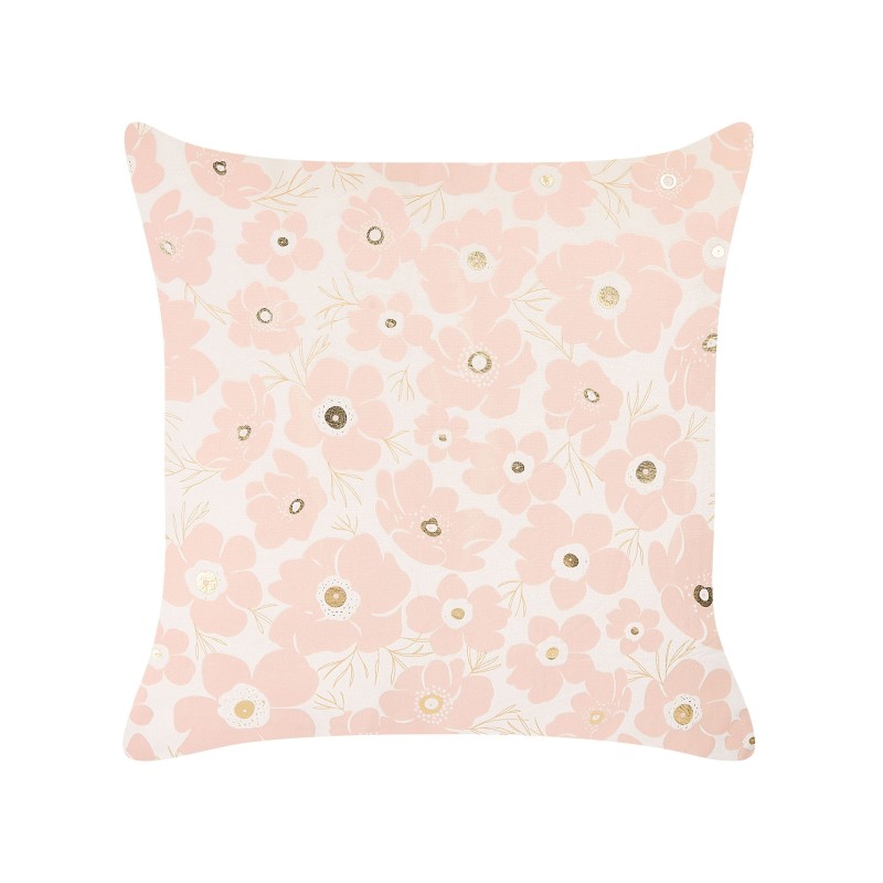 Zestaw 2 poduszek dekoracyjnych TRITELEIA Welur 45 x 45 cm Różowy Wzór kwiatowy