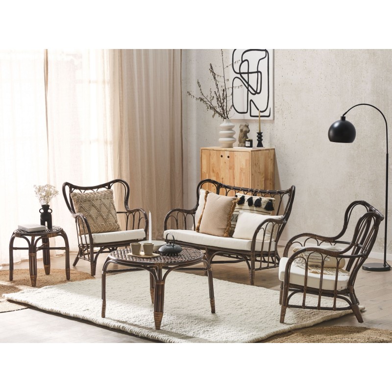 Zestaw ogrodowy ze stolikiem dla 4 osób BRINDISI Rattan Ciemnobrązowy