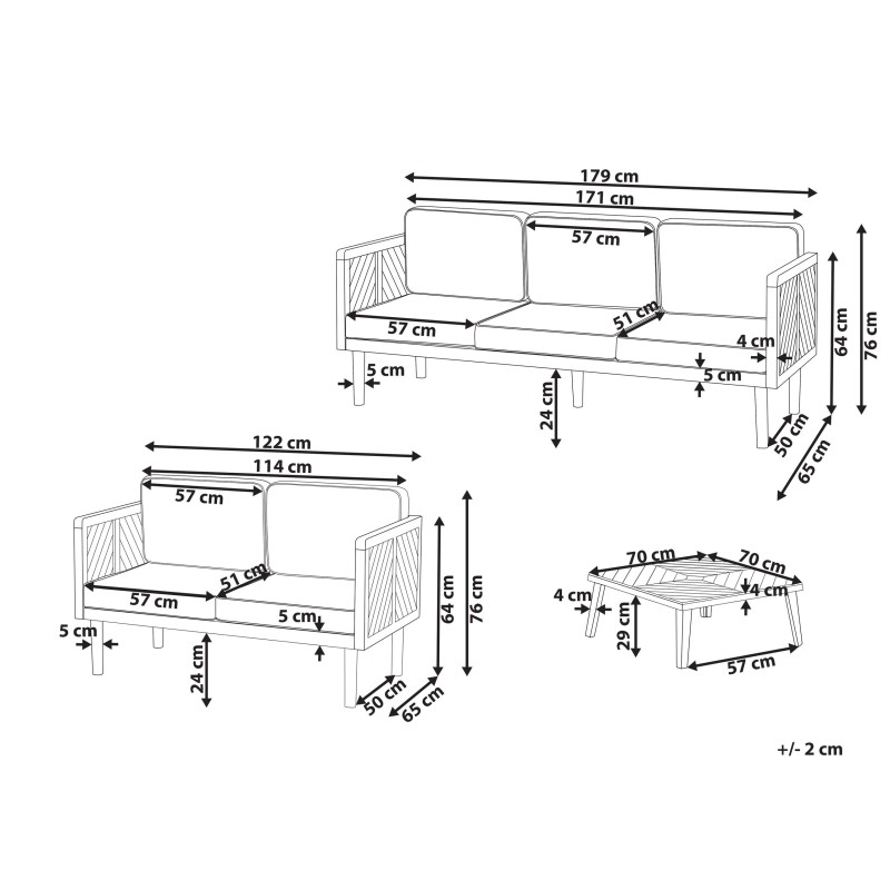 Zestaw ogrodowy ze stolikiem dla 5 osób BARATTI Drewno akacjowe Brązowy