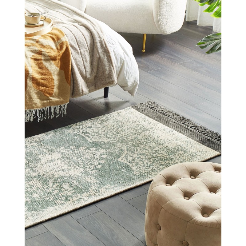 Dywan z wiskozy 80 x 150 cm zielony z beżowym AKARSU