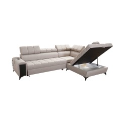 Ecksofa Venna VII mit Schlaffunktion, USB-Anschluss und öffnender Bar Plusch, Avra 17