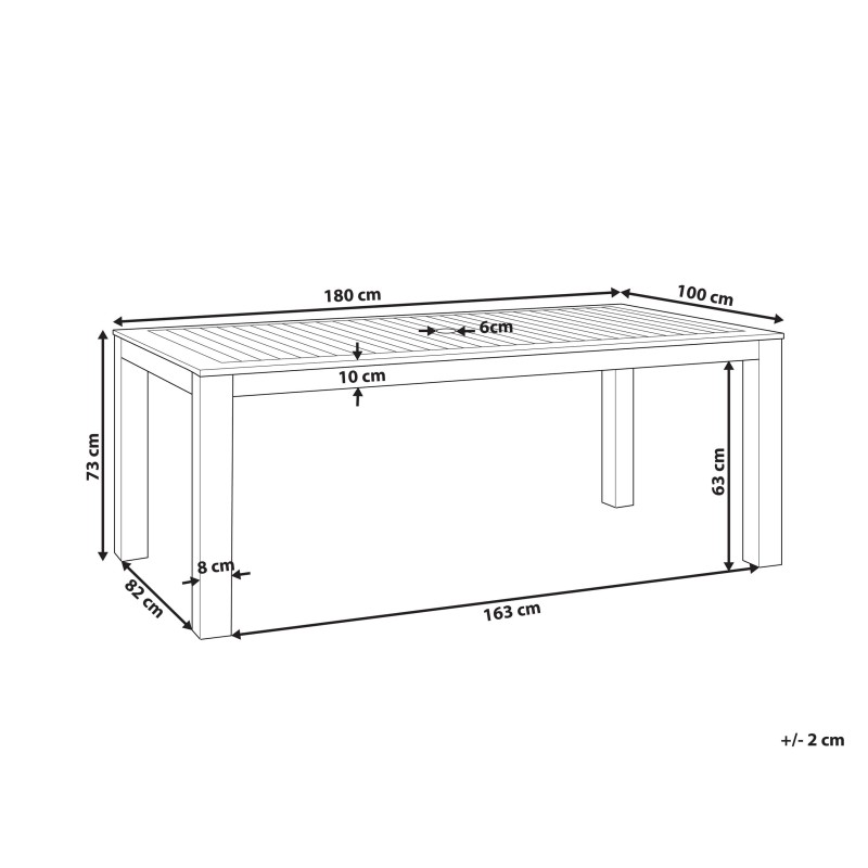 Stół ogrodowy TUSCANIA 180 cm 100 cm Drewno eukaliptusowe Ciemnobrązowy