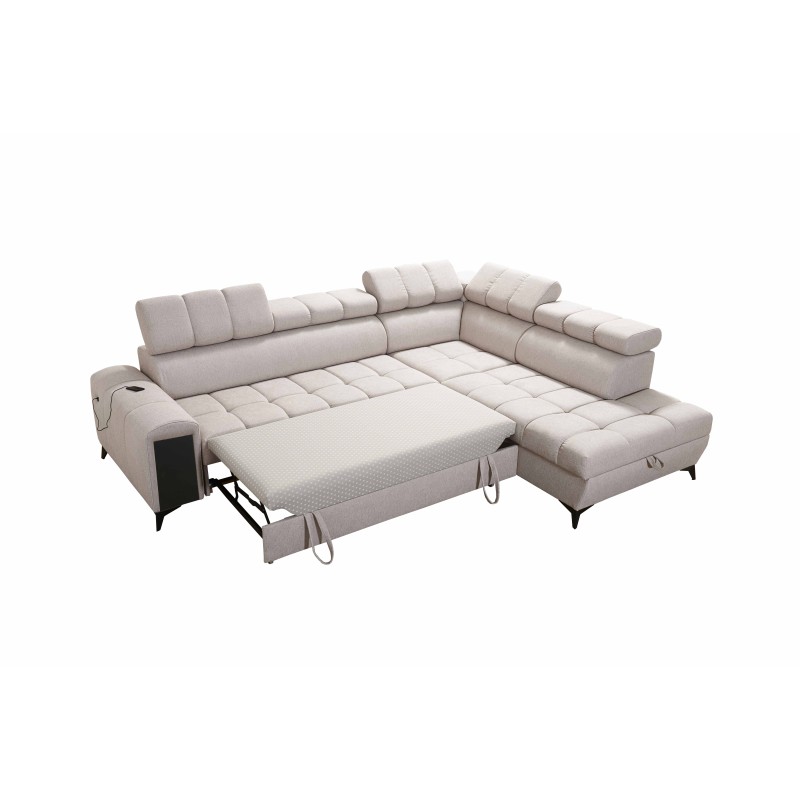 Venna VII corner sofa with sleeping function, USB port, and opening bar Plusz, Avra 17
