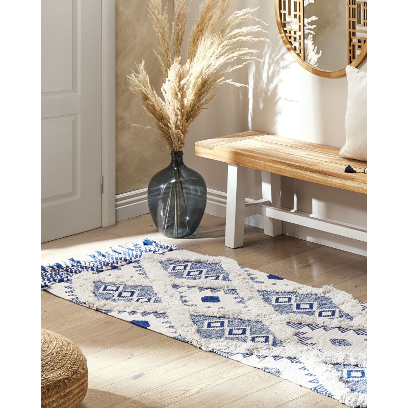 Dywan bawełniany 80 x 200 cm beżowo-niebieski MANAVGAT