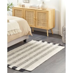 Dywan wełniany 80 x 150 cm złamana biel z czarnym TACETTIN