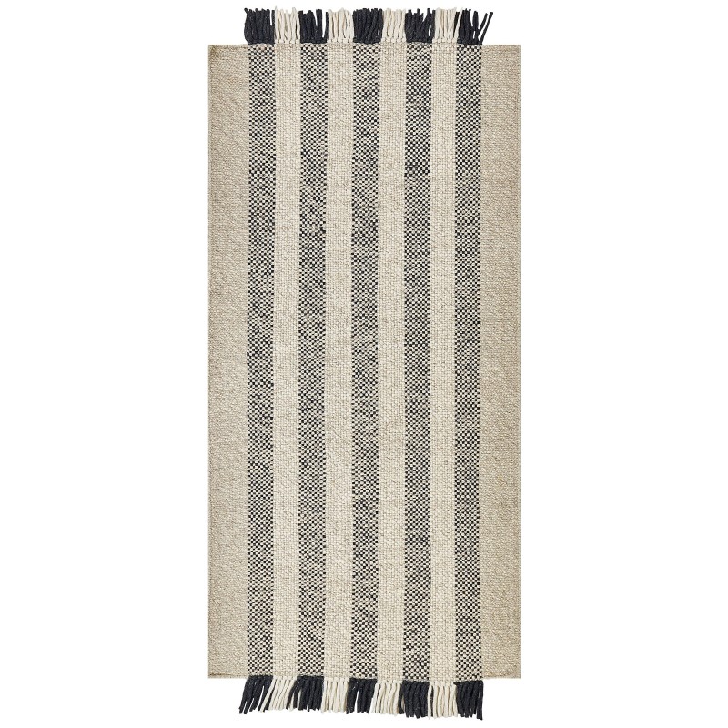 Dywan wełniany 80 x 150 cm złamana biel z czarnym TACETTIN