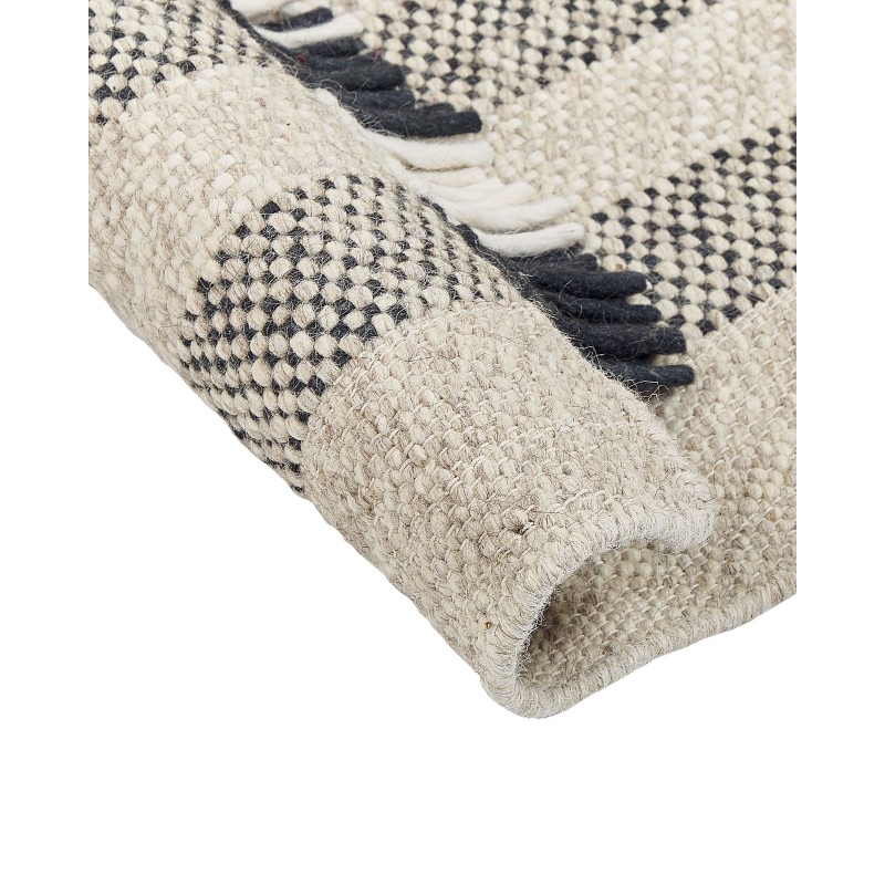 Dywan wełniany 80 x 150 cm złamana biel z czarnym TACETTIN