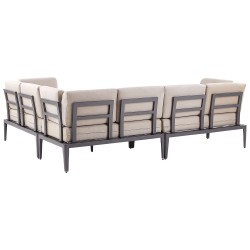 Narożnik ogrodowy ze stolikiem dla 6 osób RIMA III Lewostronny Modułowy Metal Beżowy