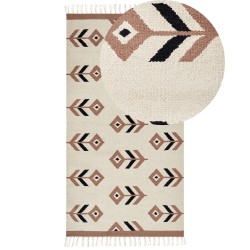 Dywan bawełniany kilim 80 x 150 cm beżowo-czarny NIAVAN