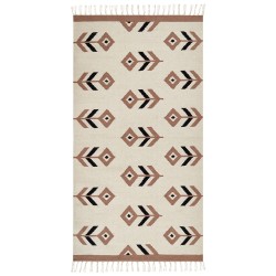 Dywan bawełniany kilim 80 x 150 cm beżowo-czarny NIAVAN