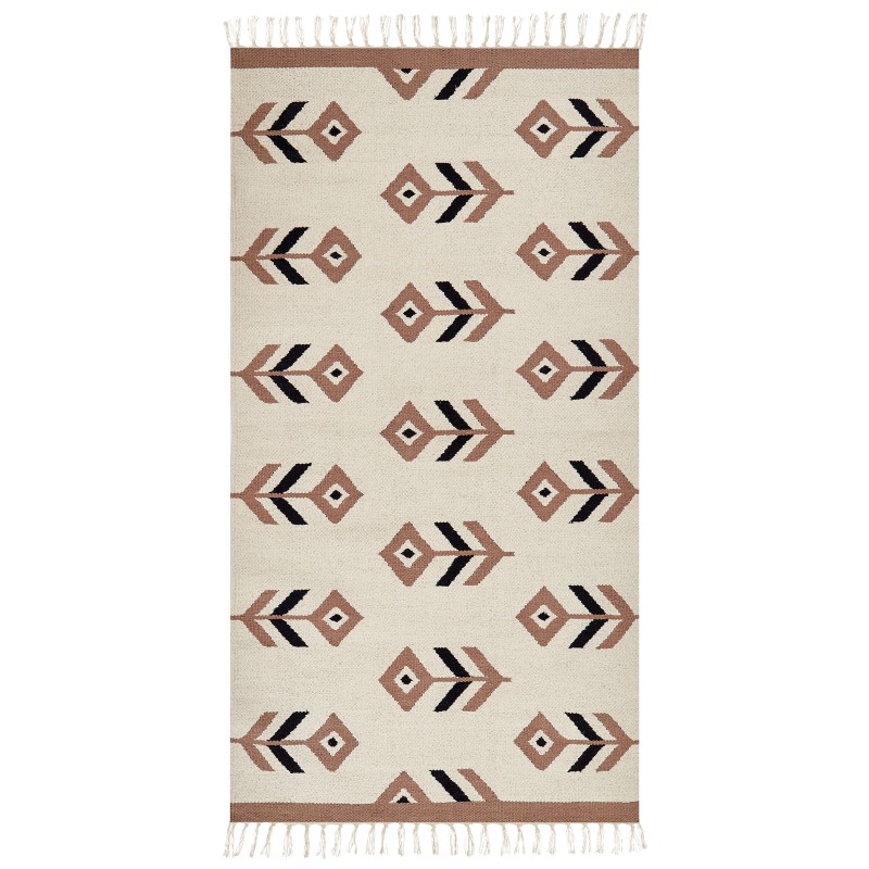 Dywan bawełniany kilim 80 x 150 cm beżowo-czarny NIAVAN