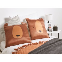 2 poduszki dekoracyjne dla dzieci misie bawełniane 45 x 45 cm brązowe TEDDYBEAR