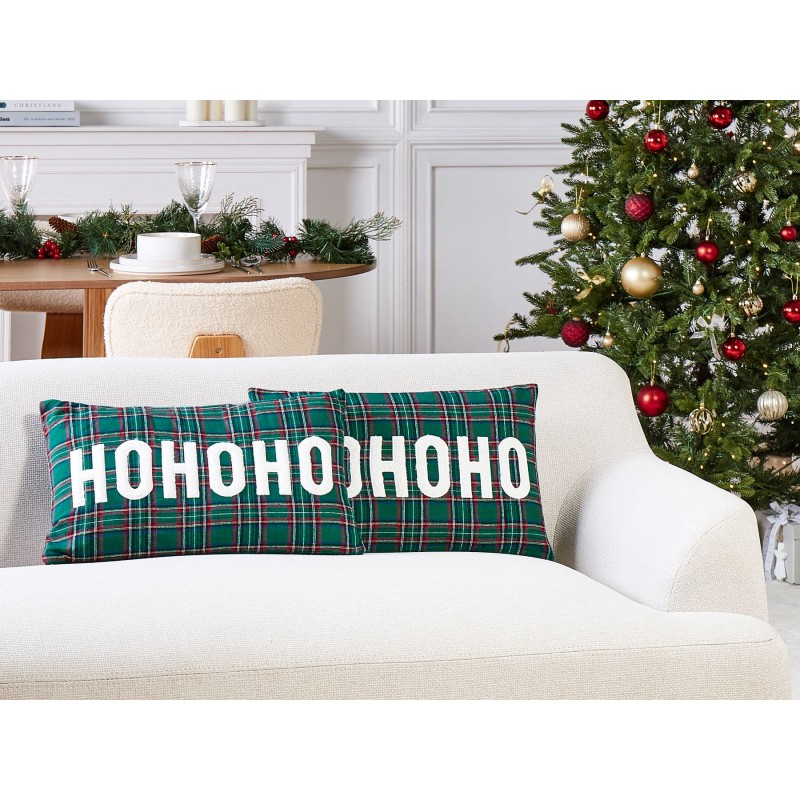 Zestaw 2 poduszek dekoracyjnych JOYCANDY 30 x 50 cm Zielony Wzór świąteczny