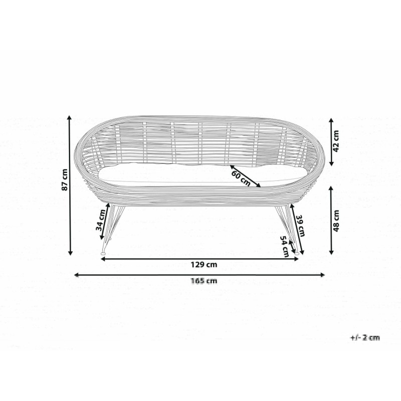 Sofa 2-osobowa rattanowa naturalna MARATEA