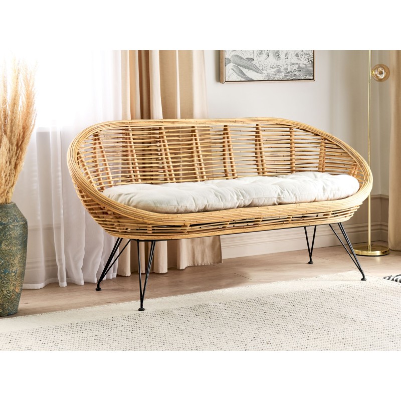 Sofa 2-osobowa rattanowa naturalna MARATEA