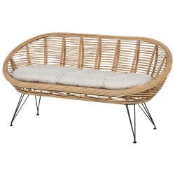 Sofa 2-osobowa rattanowa naturalna MARATEA