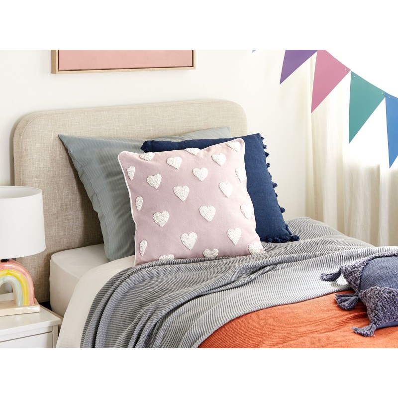 Bawełniana poduszka dekoracyjna w serca 45 x 45 cm różowa GAZANIA