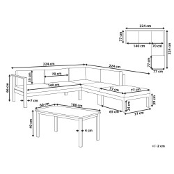 Narożnik ogrodowy ze stolikiem dla 5 osób MESSINA Lewostronny Metal Złamana biel
