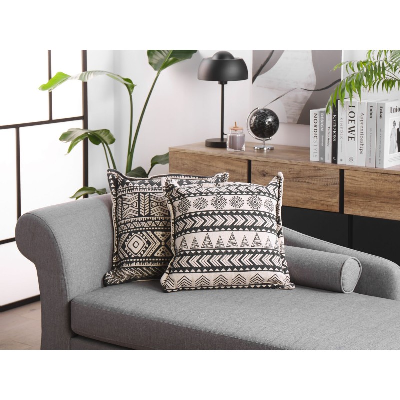 Zestaw 2 poduszek dekoracyjnych HENTEPE Bawełna 45 x 45 cm Czarny Wzór geometryczny
