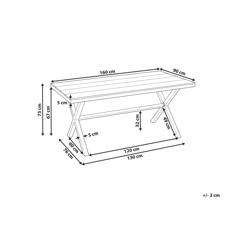 Stół ogrodowy TIANO 90 cm 160 cm Metal Beżowoszary