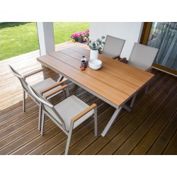 Stół ogrodowy TIANO 90 cm 160 cm Metal Beżowoszary