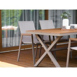 Stół ogrodowy TIANO 90 cm 160 cm Metal Beżowoszary