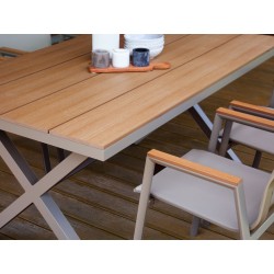 Stół ogrodowy TIANO 90 cm 160 cm Metal Beżowoszary