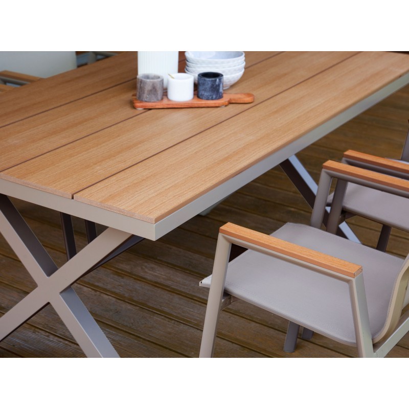 Stół ogrodowy TIANO 90 cm 160 cm Metal Beżowoszary