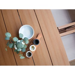 Stół ogrodowy TIANO 90 cm 160 cm Metal Beżowoszary