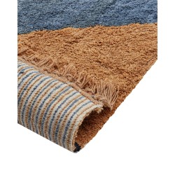 Dywan bawełniany w paski 140 x 200 cm niebiesko-brązowy XULUF