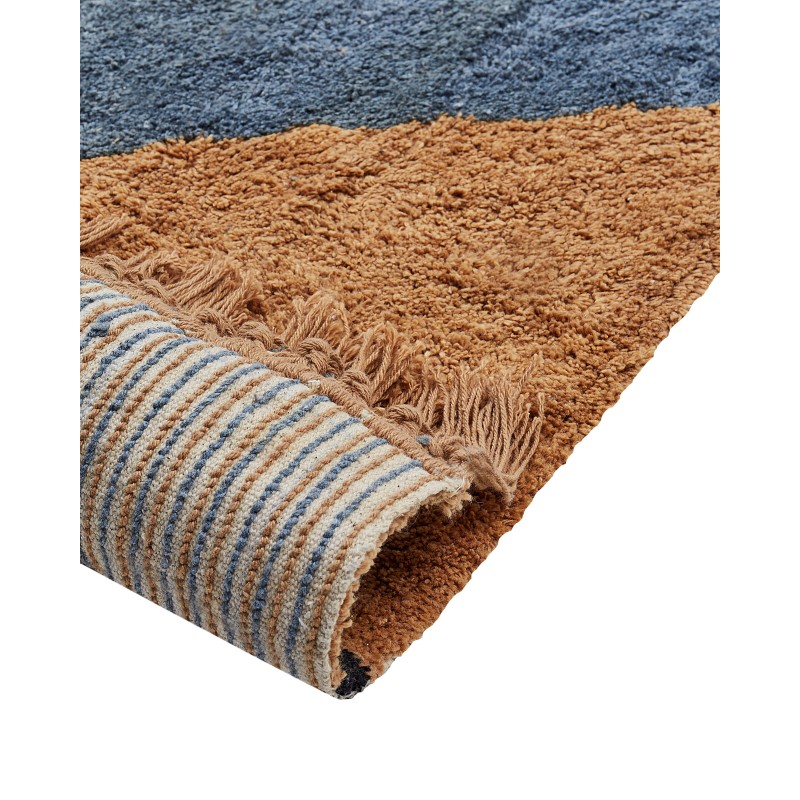 Dywan bawełniany w paski 140 x 200 cm niebiesko-brązowy XULUF