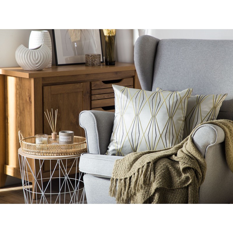 Zestaw 2 poduszek dekoracyjnych FENNEL 45 x 45 cm Biały Wzór geometryczny