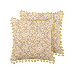 Zestaw 2 poduszek dekoracyjnych LYCROIS Bawełna 45 x 45 cm Żółty Wzór kwiatowy