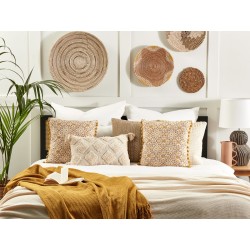 Zestaw 2 poduszek dekoracyjnych LYCROIS Bawełna 45 x 45 cm Żółty Wzór kwiatowy