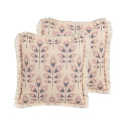 Zestaw 2 poduszek dekoracyjnych RUDBECKIA 60 x 60 cm Jasnobeżowy Wzór roślinny