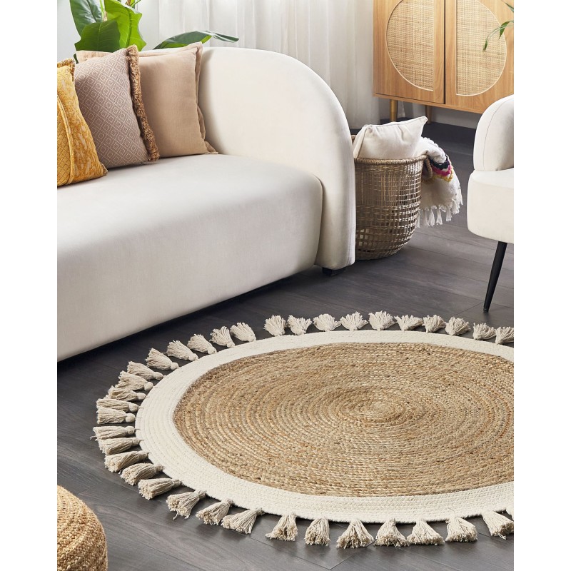 Dywan okrągły z juty ⌀ 120 cm beżowy SAMSUN