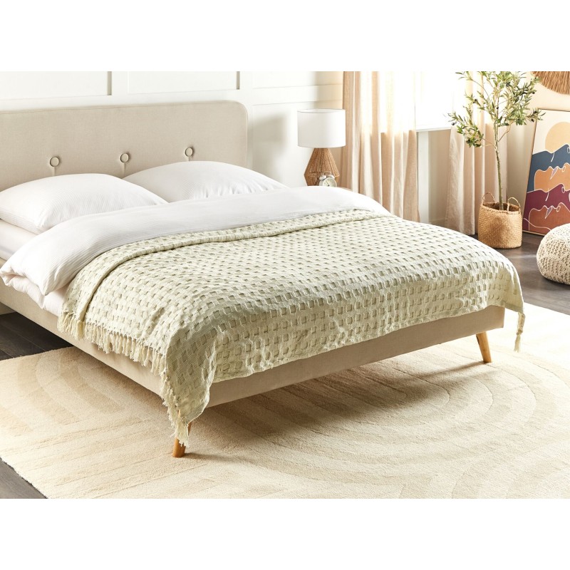 Narzuta na łóżko BERE Bawełna 150 x 200 cm Złamana biel