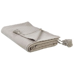 Narzuta na łóżko LINDULA Bawełna 150 x 200 cm Beżowoszary