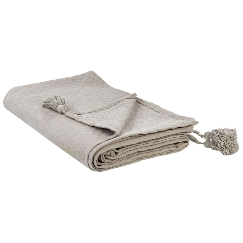 Narzuta na łóżko LINDULA Bawełna 150 x 200 cm Beżowoszary