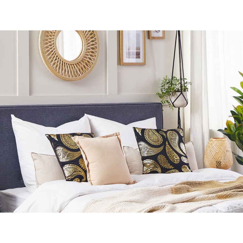 Zestaw 2 poduszek dekoracyjnych URSINIA Welur 45 x 45 cm Złoty Wzór orientalny