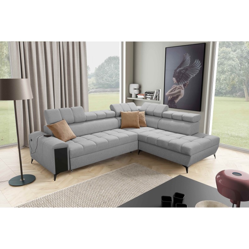 Venna VII corner sofa with sleeping function, USB port, and opening bar Plush, Avra 16