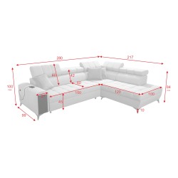 Ecksofa Venna VII mit Schlaffunktion, USB-Anschluss und aufklappbarer Bar Plusz, Avra 14