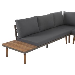 Narożnik ogrodowy ze stolikiem dla 5 osób CORATO Drewno akacjowe Szary